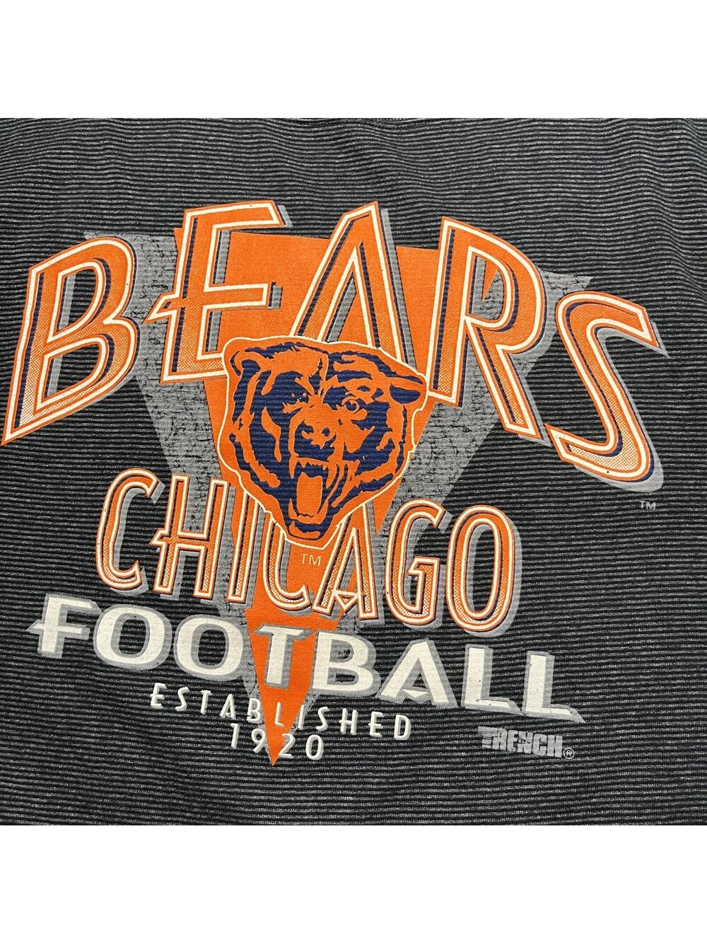 Vintage Chicago Bears T Shirt Mens Large Trench Ultra Gray USA Made 90s